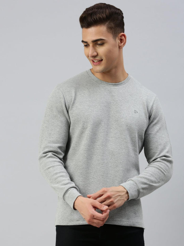 Sporto Men's Waffle Sweatshirt - Grey Melange