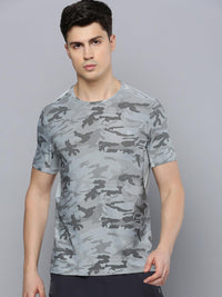 Sporto Men's Insta cool Printed Jersey Tee with Side Mesh - Grey