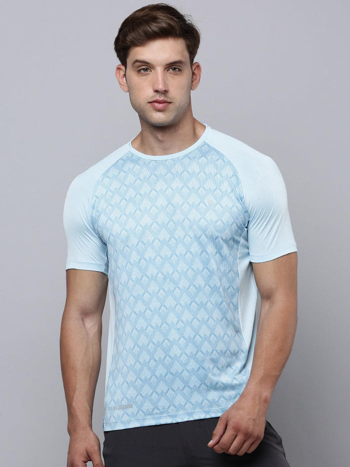 Sporto Men's Instacool Printed Jersey Tee - Light Blue