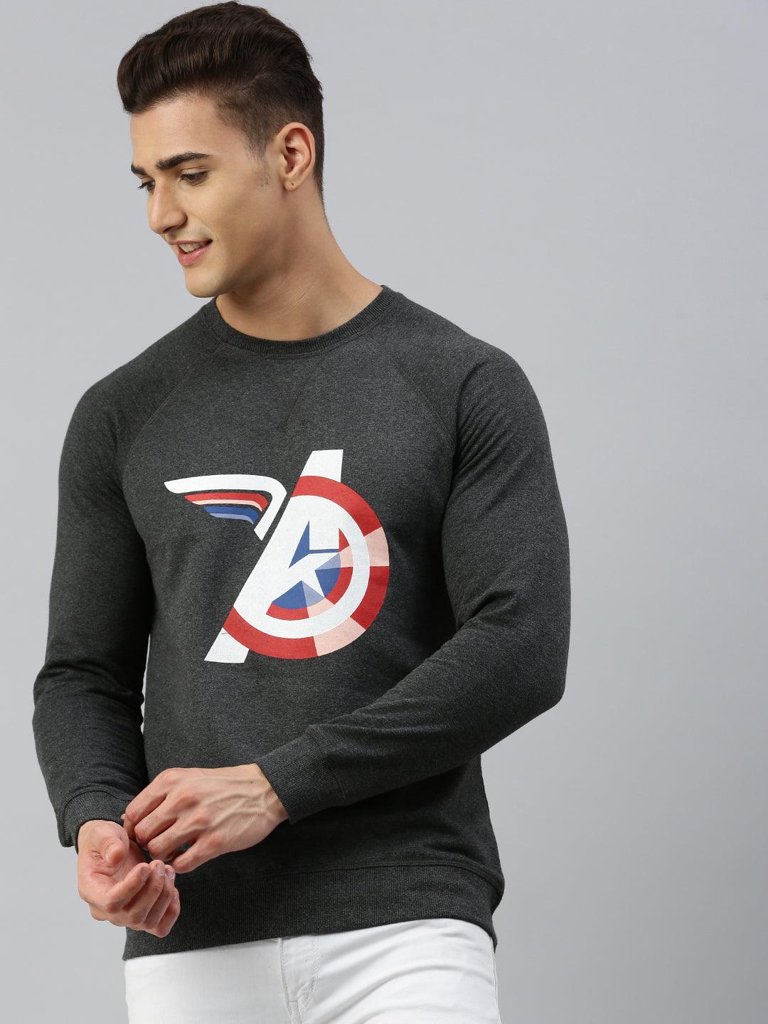 Sporto Marvel Printed Sweatshirt for Men | Black