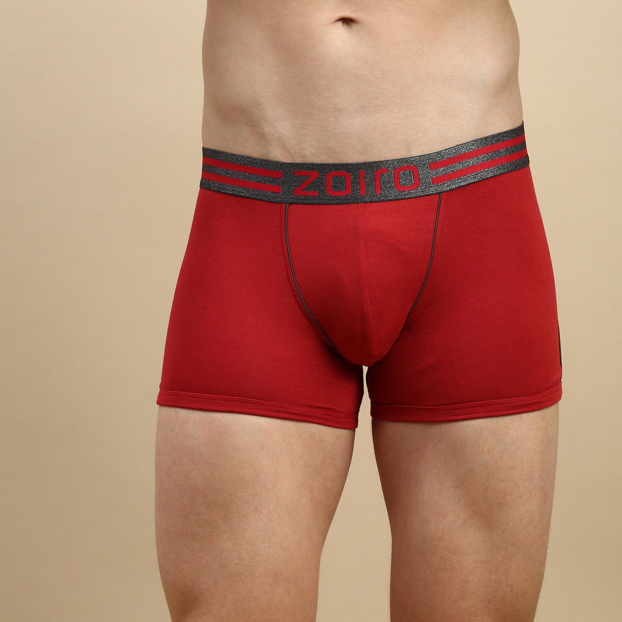 Zoiro Men's Cotton Sports Trunk - Chinese Red