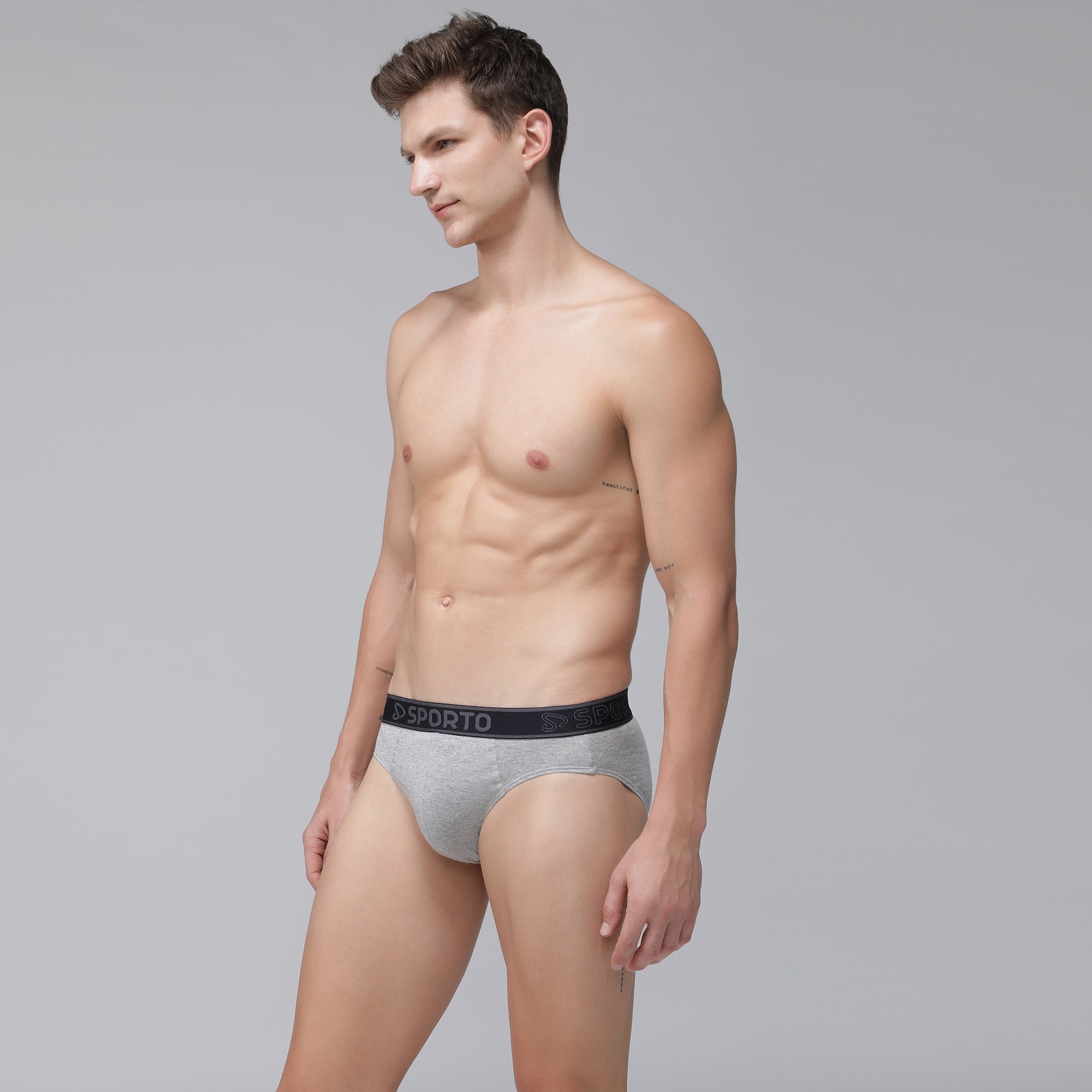 Sporto Men's Cotton Brief - Grey Melange