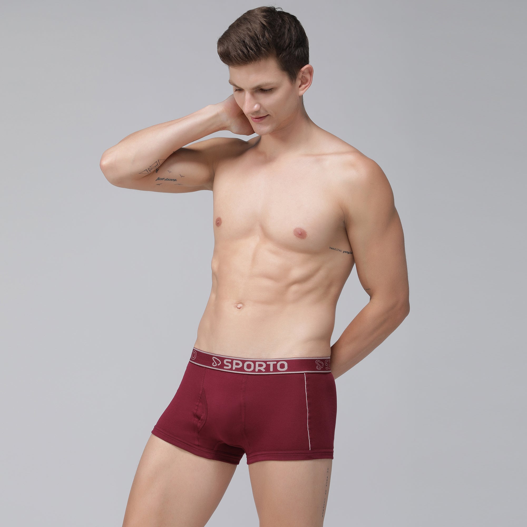 Sporto Men's Cotton Square Trunks - Maroon