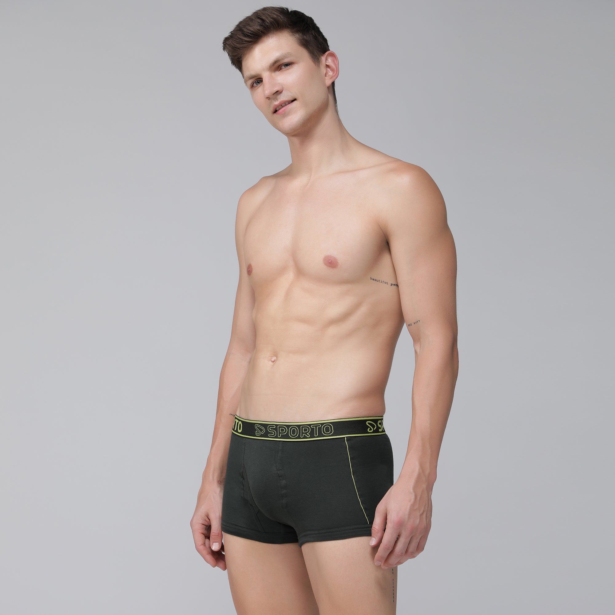 Sporto Men's Cotton Square Trunks - Olive