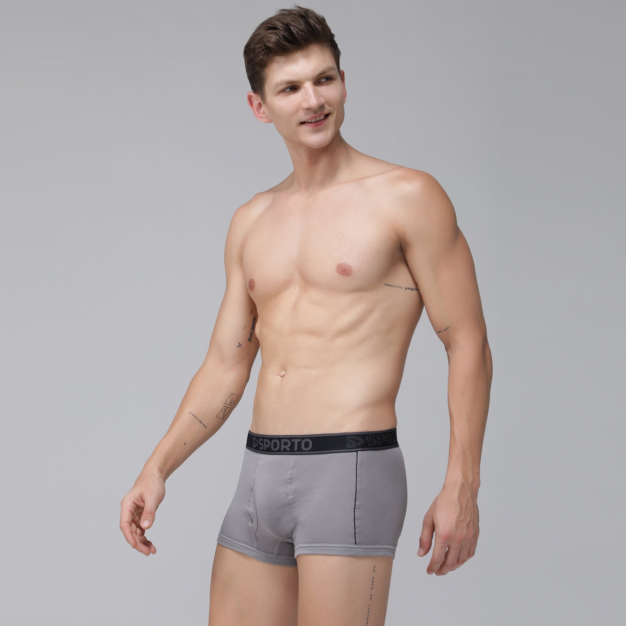 Sporto Men's Cotton Square Trunks - Grey Melange