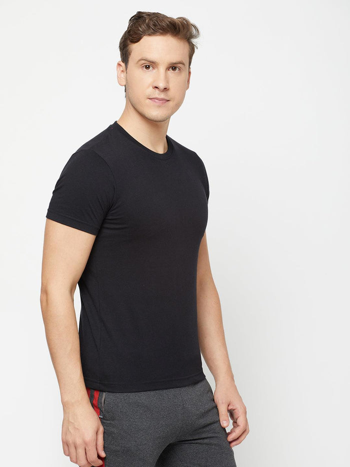 Sporto Men's Round Neck Cotton Tee Pack of - 3 (Black)