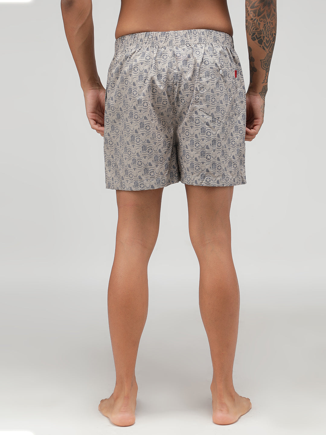 Zoiro Men's Avenger Print Boxer - Flint Grey