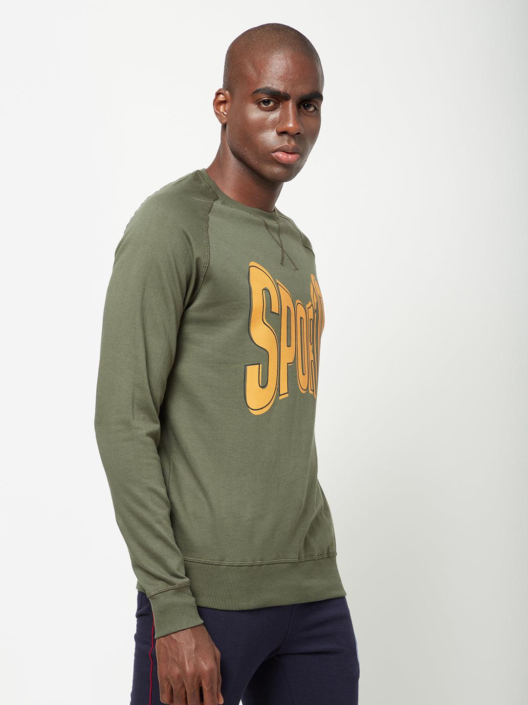 Sporto Crew Neck Printed Sweatshirt - Olive