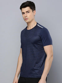 Sporto Men's Insta cool Printed Round Neck Tee - Navy