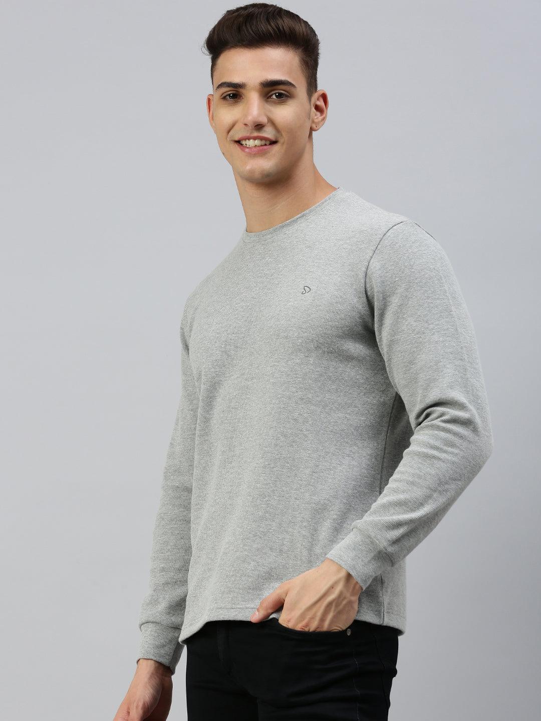 Sporto Men's Waffle Sweatshirt - Grey Melange