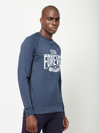 Sporto Crew Neck Printed Sweatshirt - Blue Melange