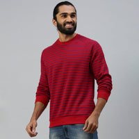 Sporto Men's Striped Sweatshirt - Red & Navy