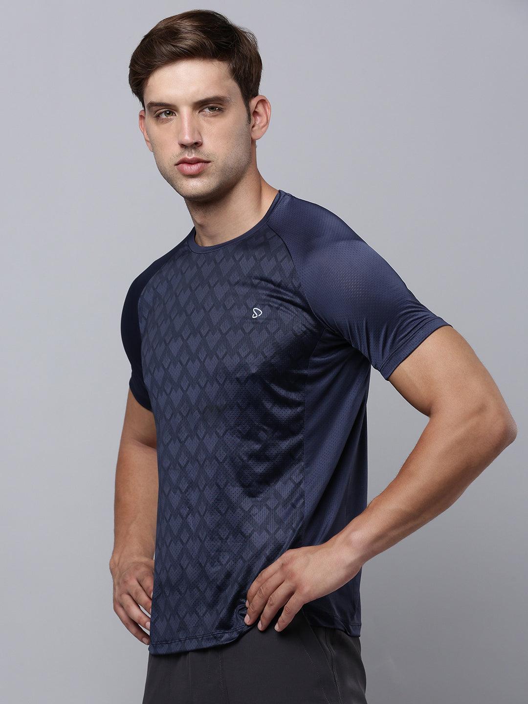 Sporto Men's Instacool Printed Jersey Tee - Navy