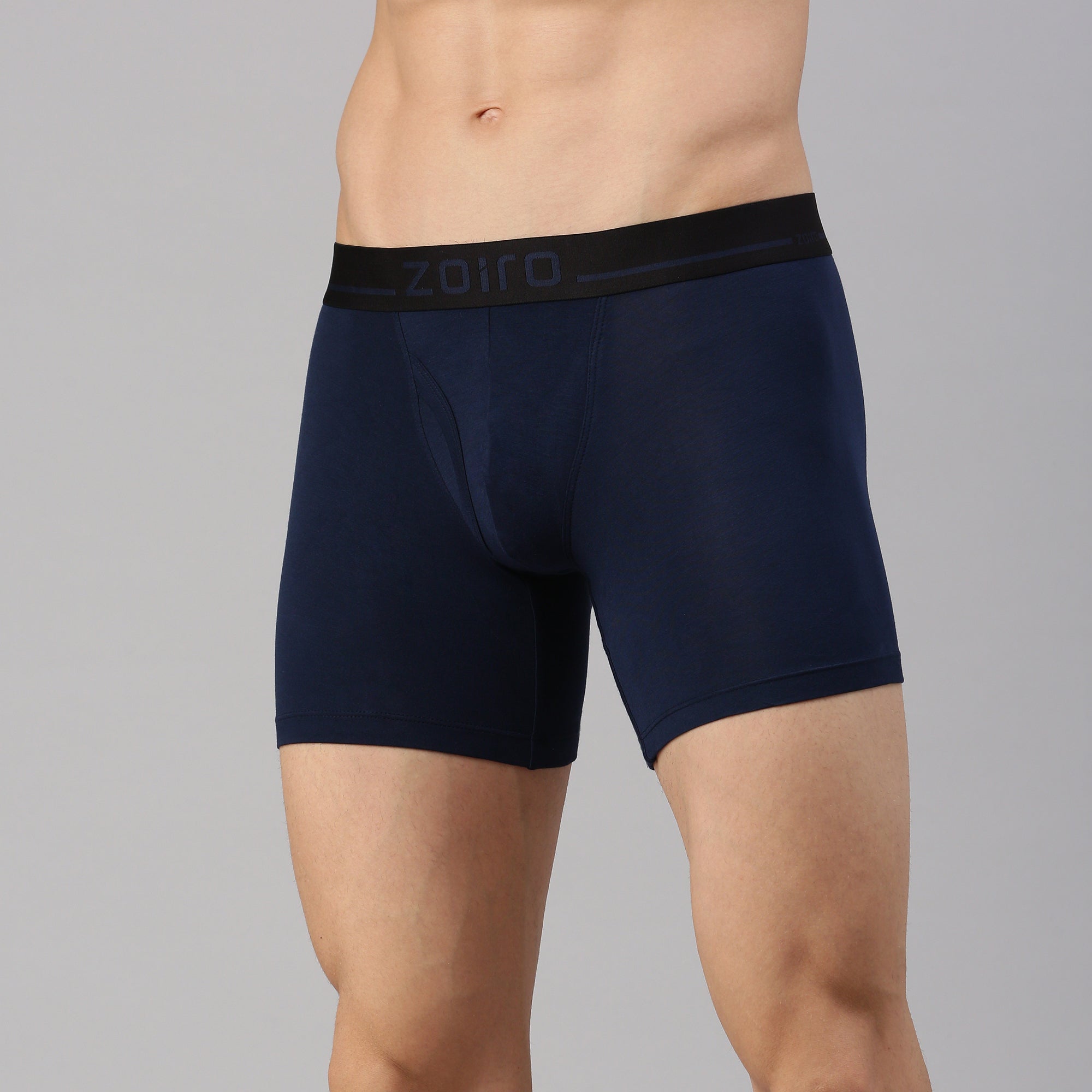 Zoiro Men's Modal Softs Solid Long Trunk - Persian Blue