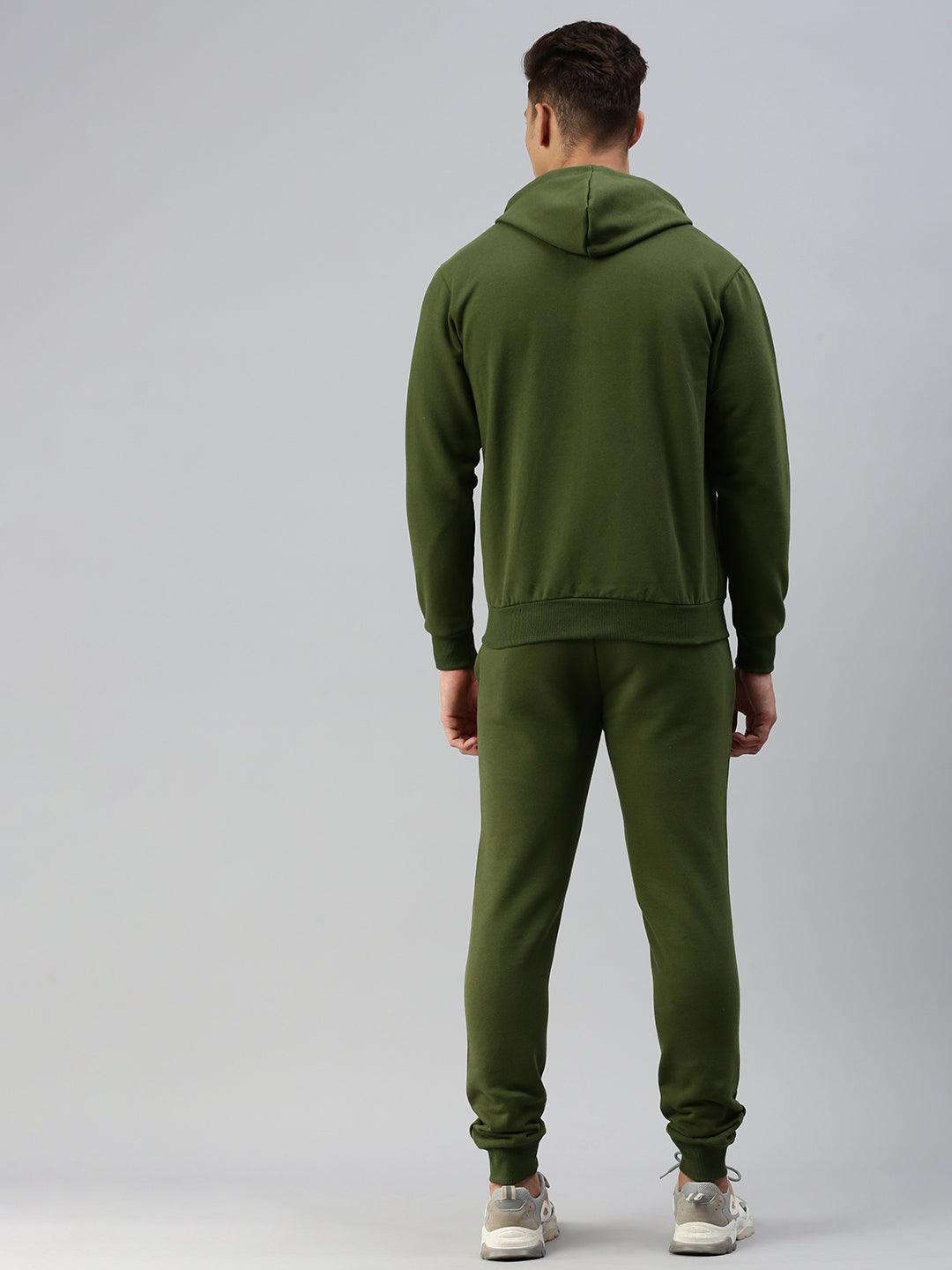 Sporto Men Ultra Fleece Hoodie Jacket and Jogger Coord Set - Olive