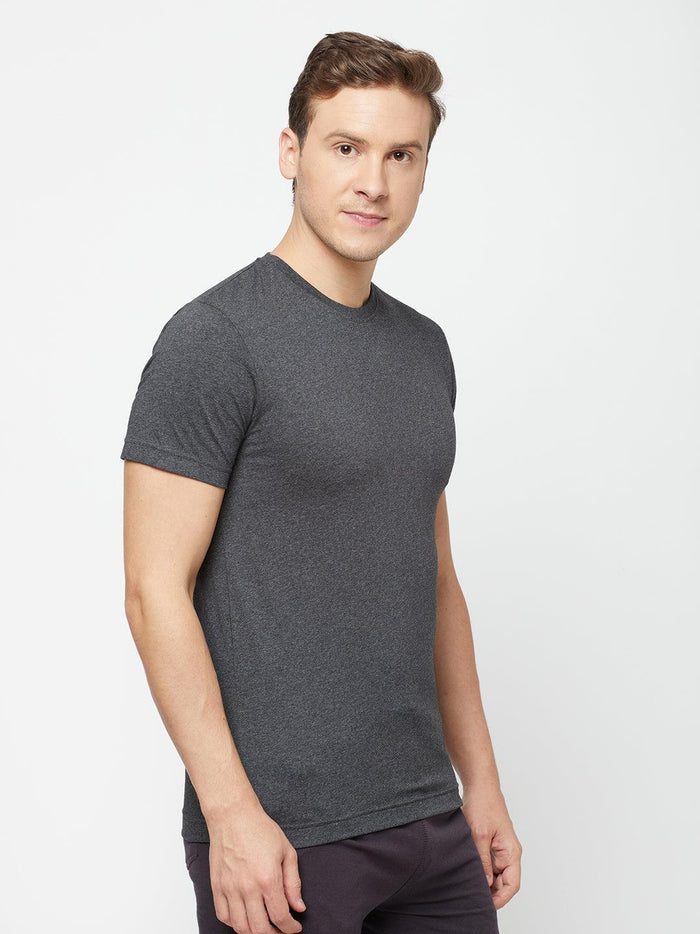 Sporto Men's Round Neck Cotton Tee Pack of - 3 (Grey + Anthra + Gray Flakes)