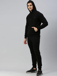 Sporto Ultra Fleece Hooded Sweatshirt for Men with Kangaroo Pocket | Black