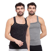 Sporto Men's 100% Cotton Gym Vest with Contrast Piping (Pack of 2)