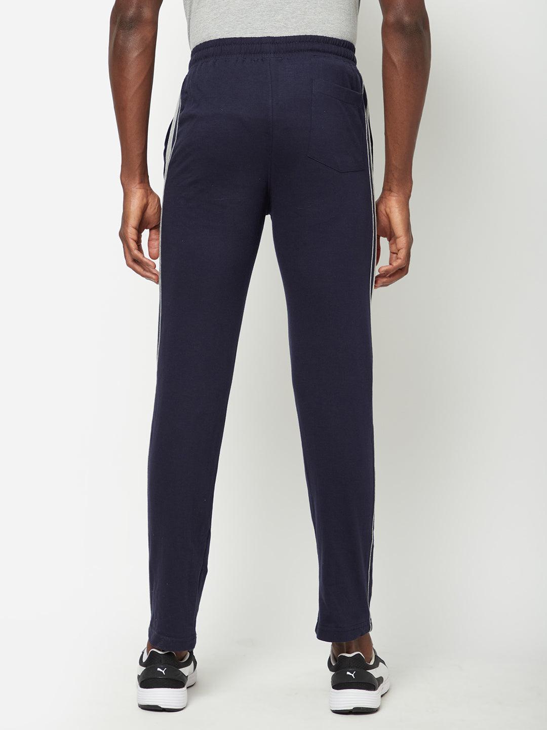 Sporto Navy Cotton Blend Solid Regular Track Pant