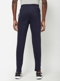 Sporto Navy Cotton Blend Solid Regular Track Pant