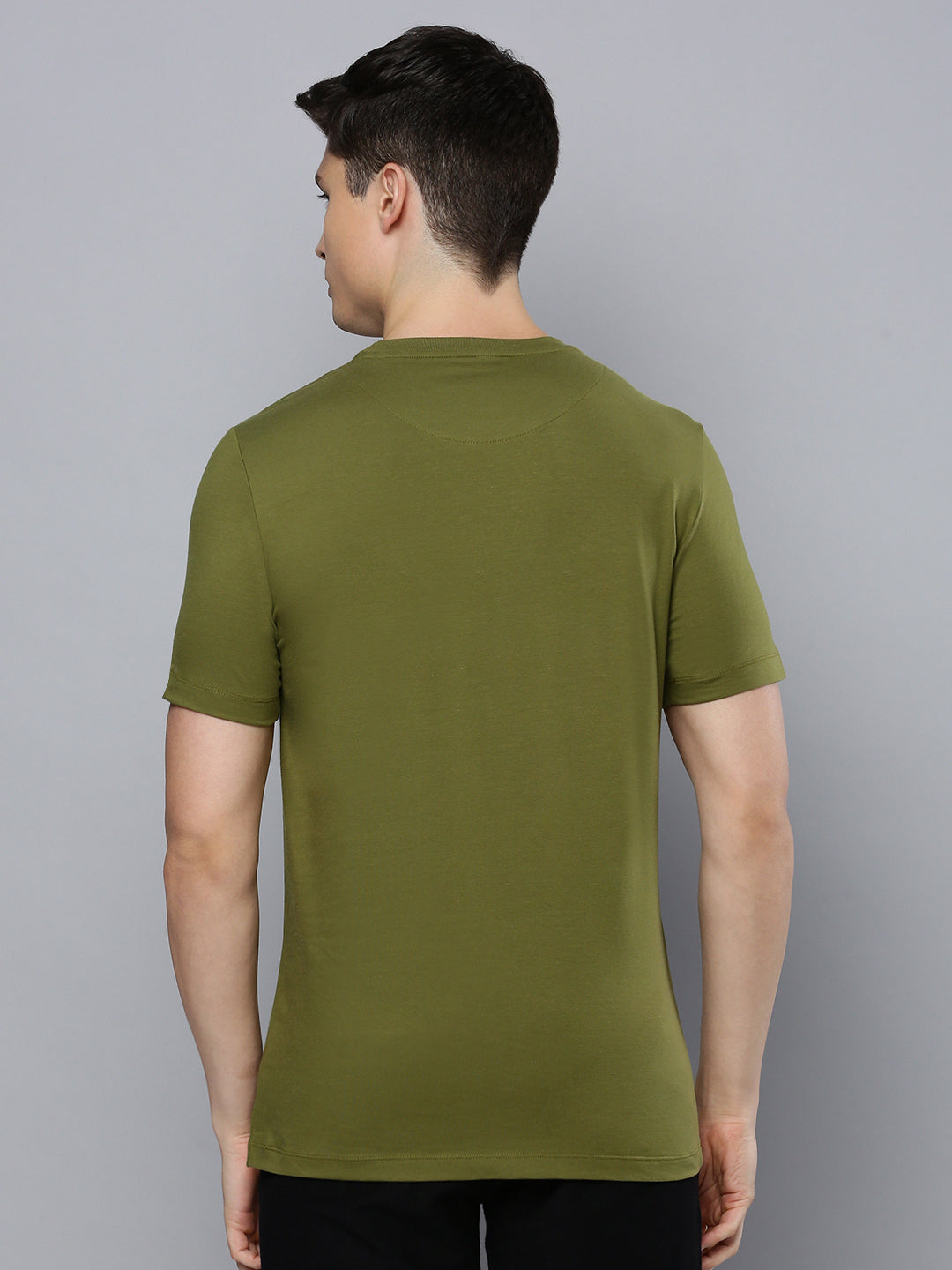 Sporto Men's Fluid Cotton Round Neck T-shirt - Olive Branch