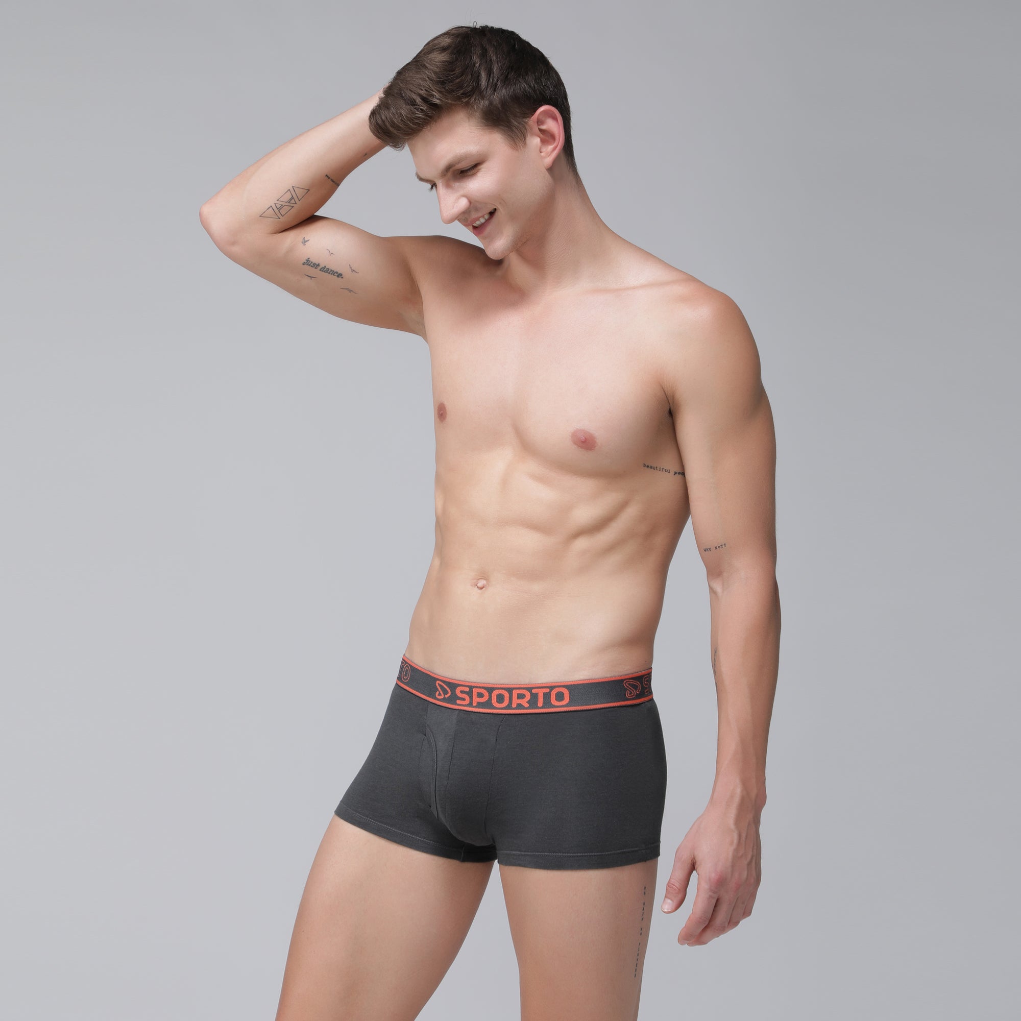 Sporto Men's Square Trunks - Charcoal