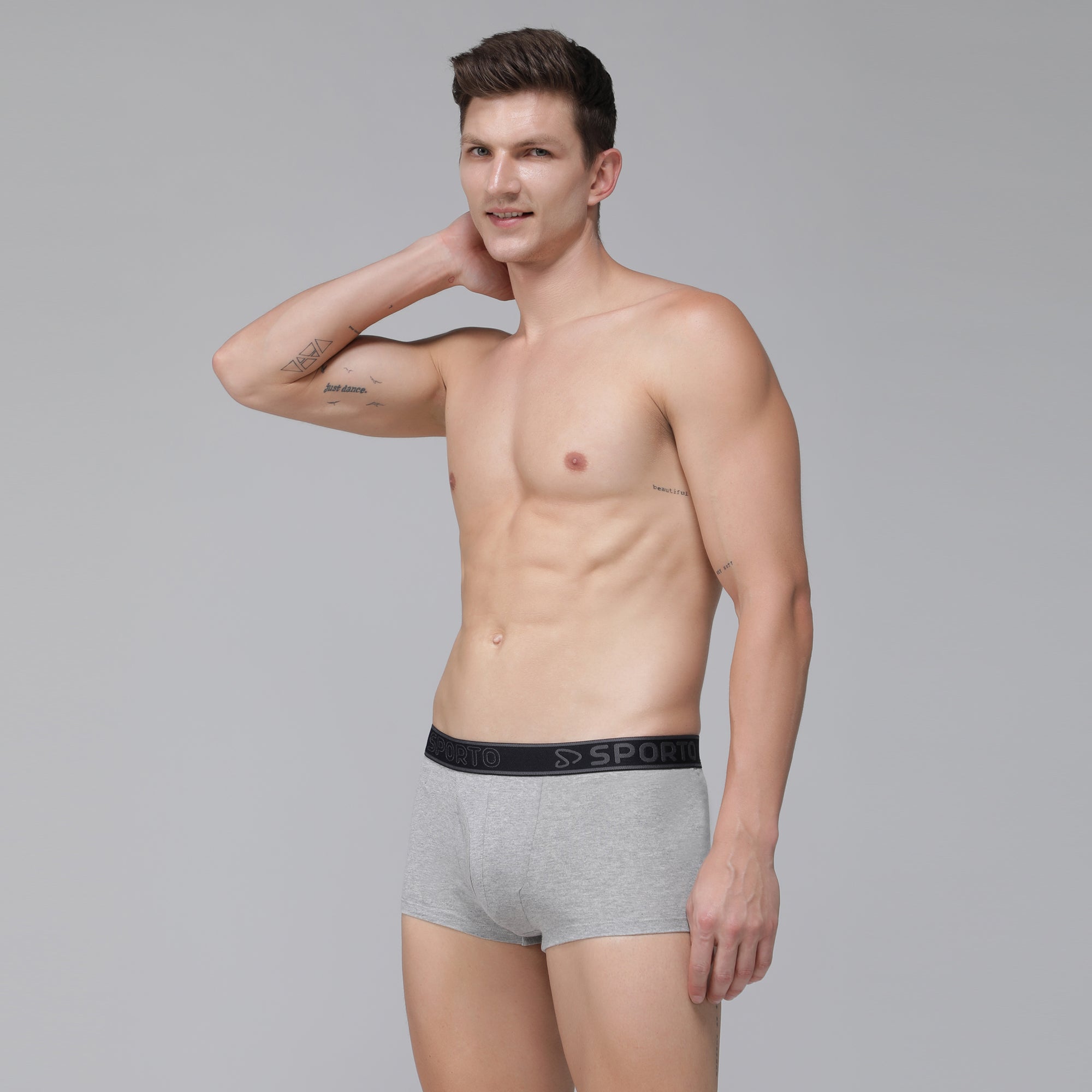 Sporto Men's Square Trunks - Grey Melange