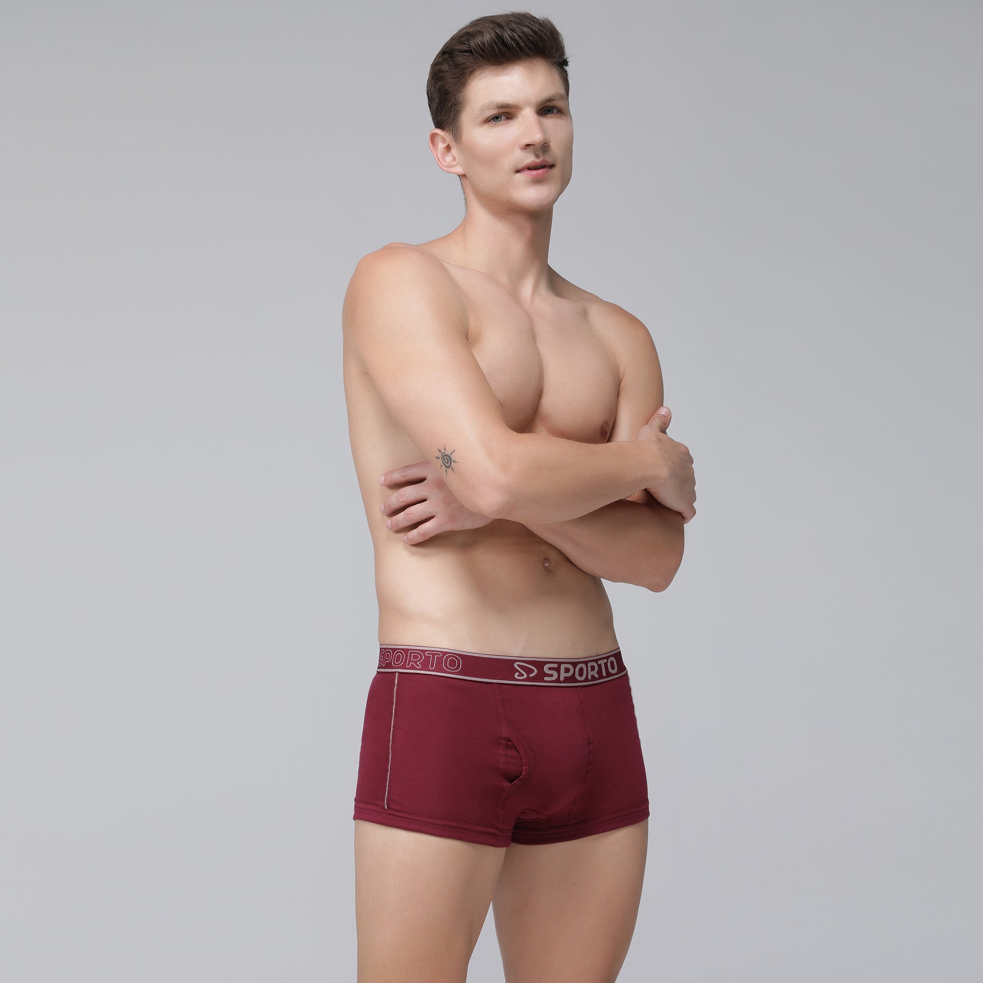 Sporto Men's Cotton Square Trunks - Maroon