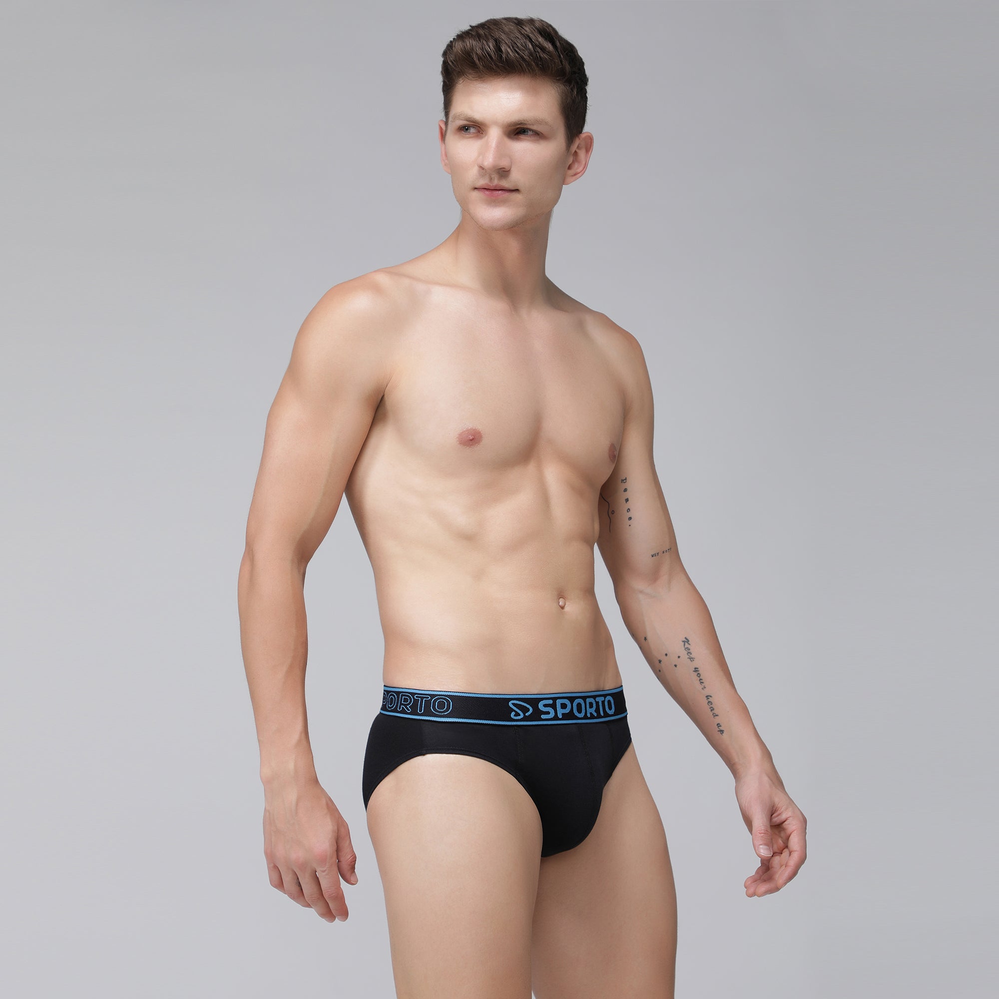 Sporto Men's Cotton Brief - Black