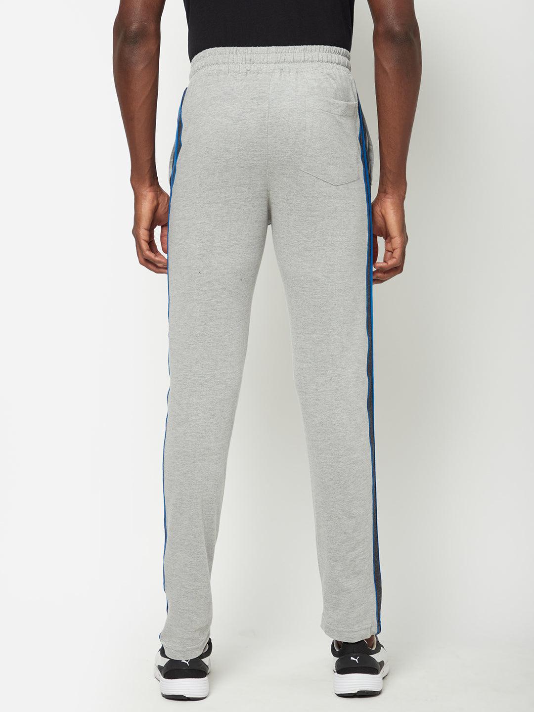 Sporto Grey Melange Cotton Blend Solid Regular Track Pant