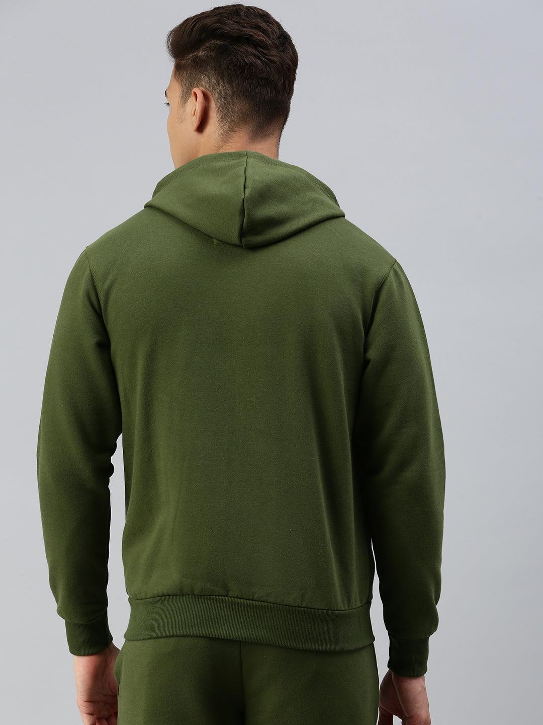 Sporto Ultra Fleece Hoodie Jacket for Men with Front Zipper | Olive