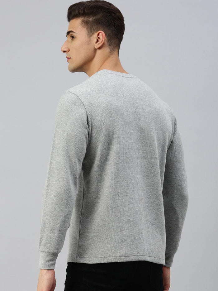 Sporto Men's Waffle Sweatshirt - Grey Melange