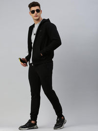 Sporto Men Ultra Fleece Hoodie Jacket and Jogger Coord Set - Black