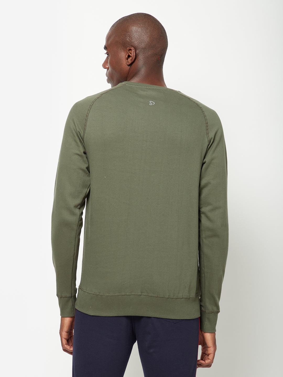 Sporto Crew Neck Printed Sweatshirt - Olive