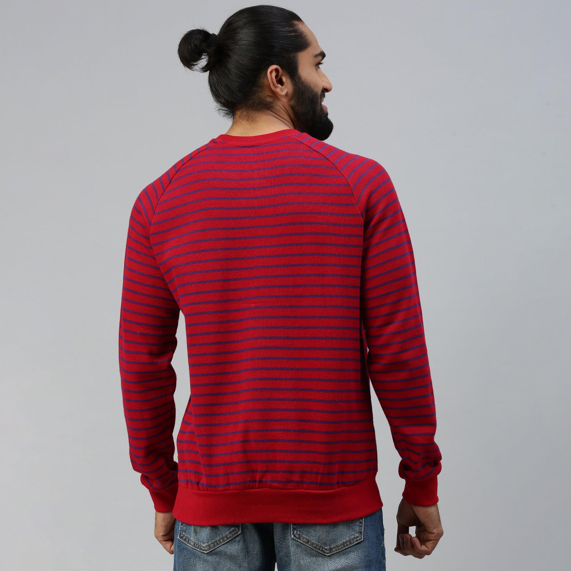 Sporto Men's Striped Sweatshirt - Red & Navy