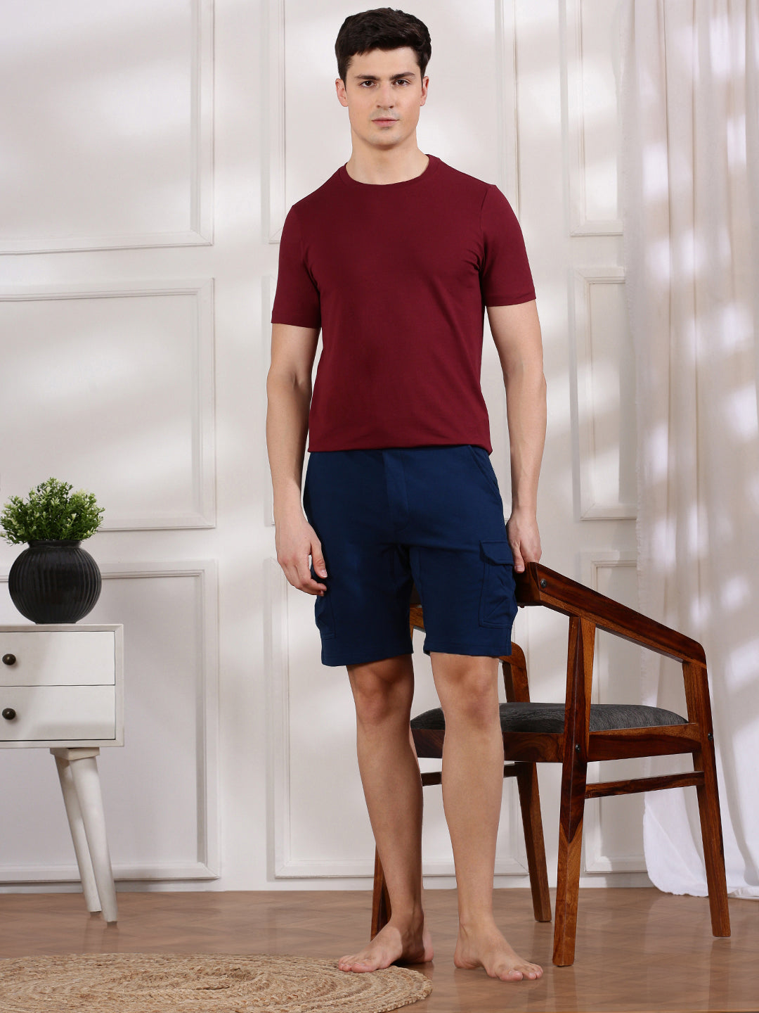 Sporto Men's Fluyid Cotton Round Neck T-shirt - Ruby Red