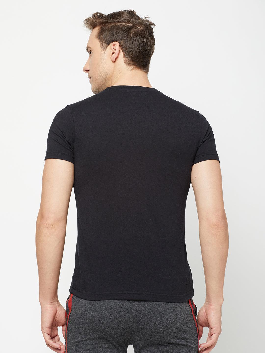 Sporto Men's Round Neck Cotton Tee Pack of - 3 (Black)