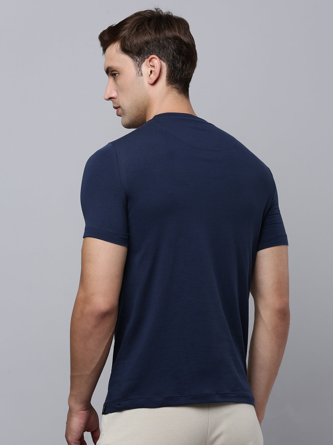 Sporto Men's Fluid Cotton Round Neck T-shirt - Navy