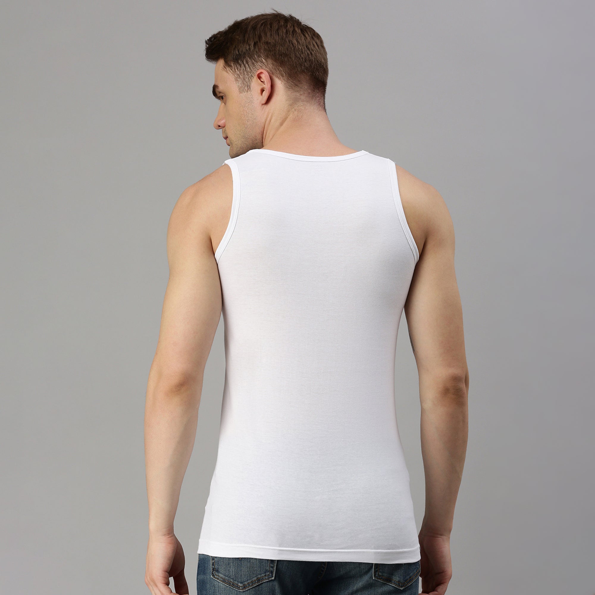 Zoiro Men's Cotton Jewel Neck Soft Classics Vest (Pack 2) - White