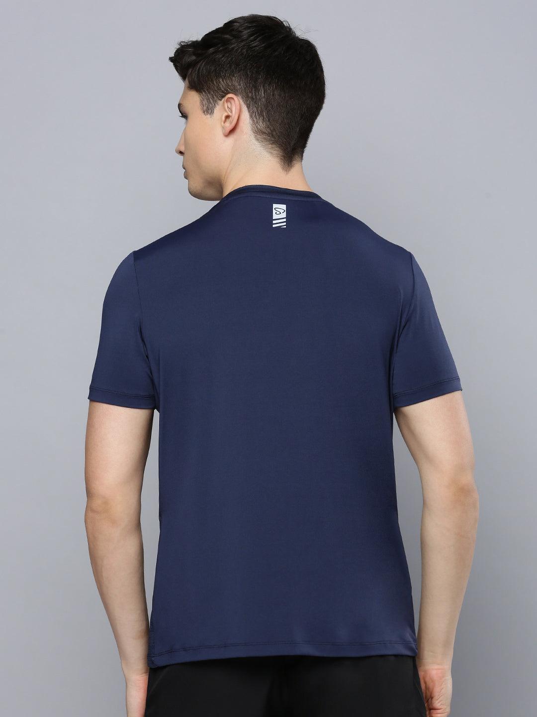 Sporto Men's Insta cool Printed Round Neck Tee - Navy