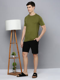 Sporto Men's Fluid Cotton Round Neck T-shirt - Olive Branch