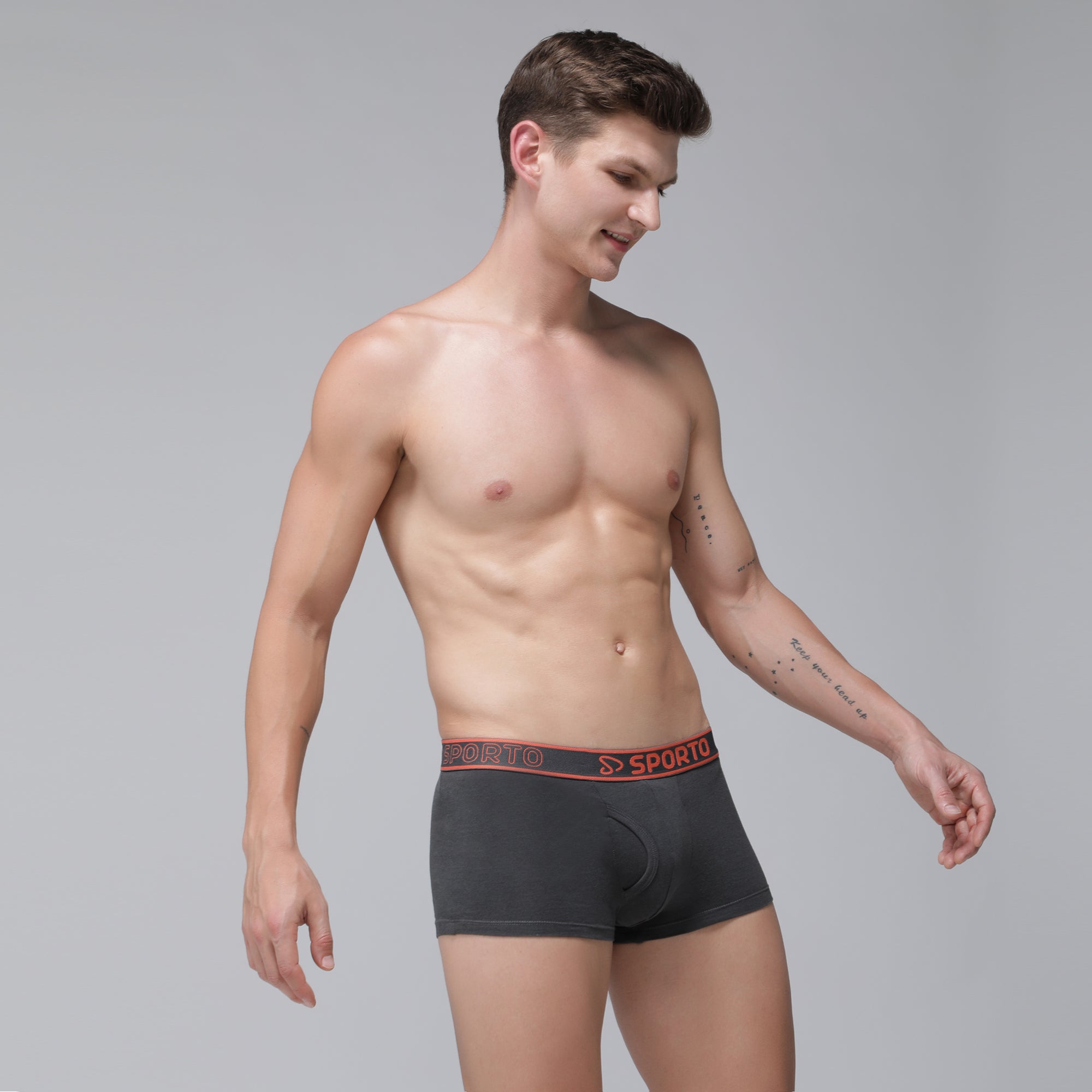 Sporto Men's Square Trunks - Charcoal