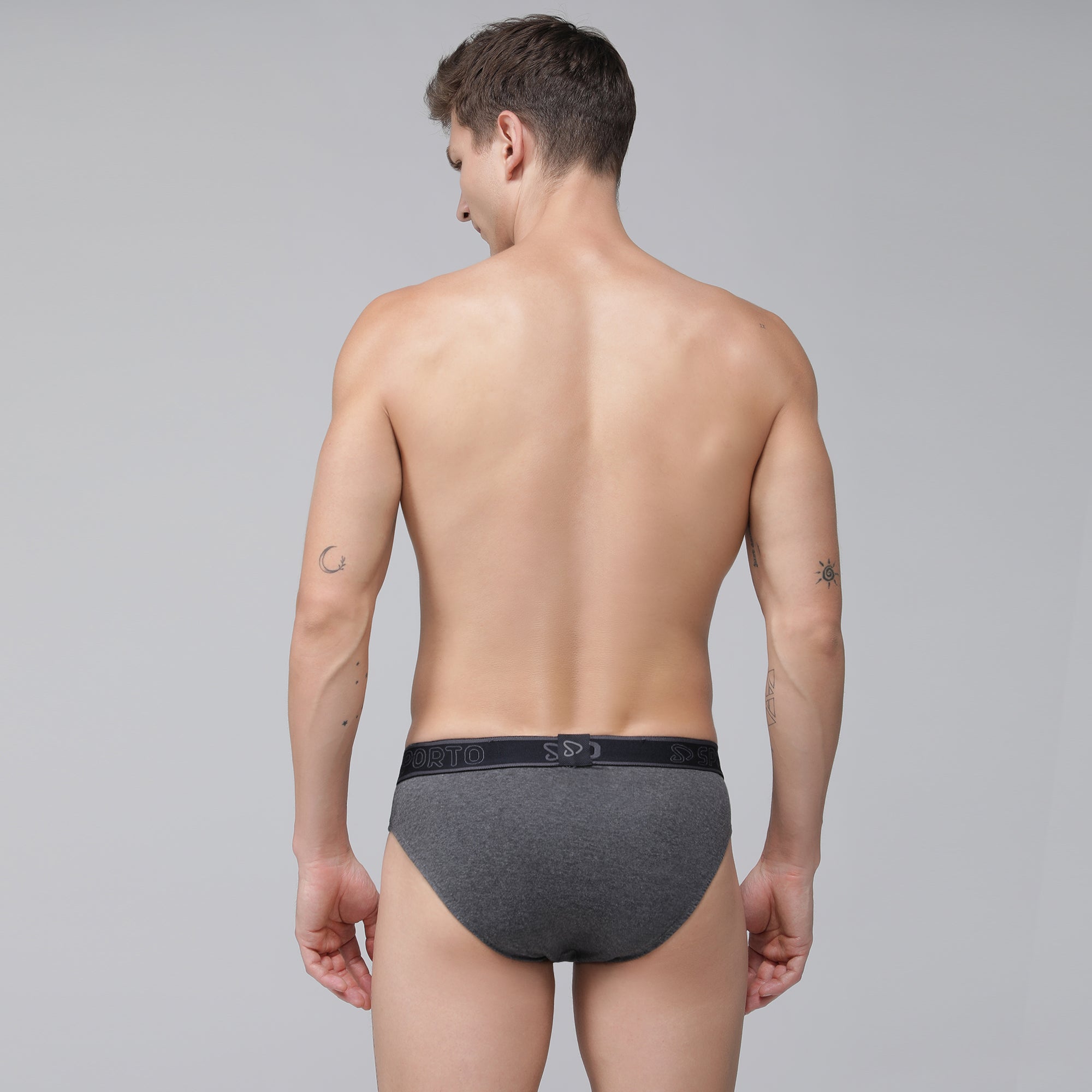 Sporto Men's Cotton Brief - Anthra Melange