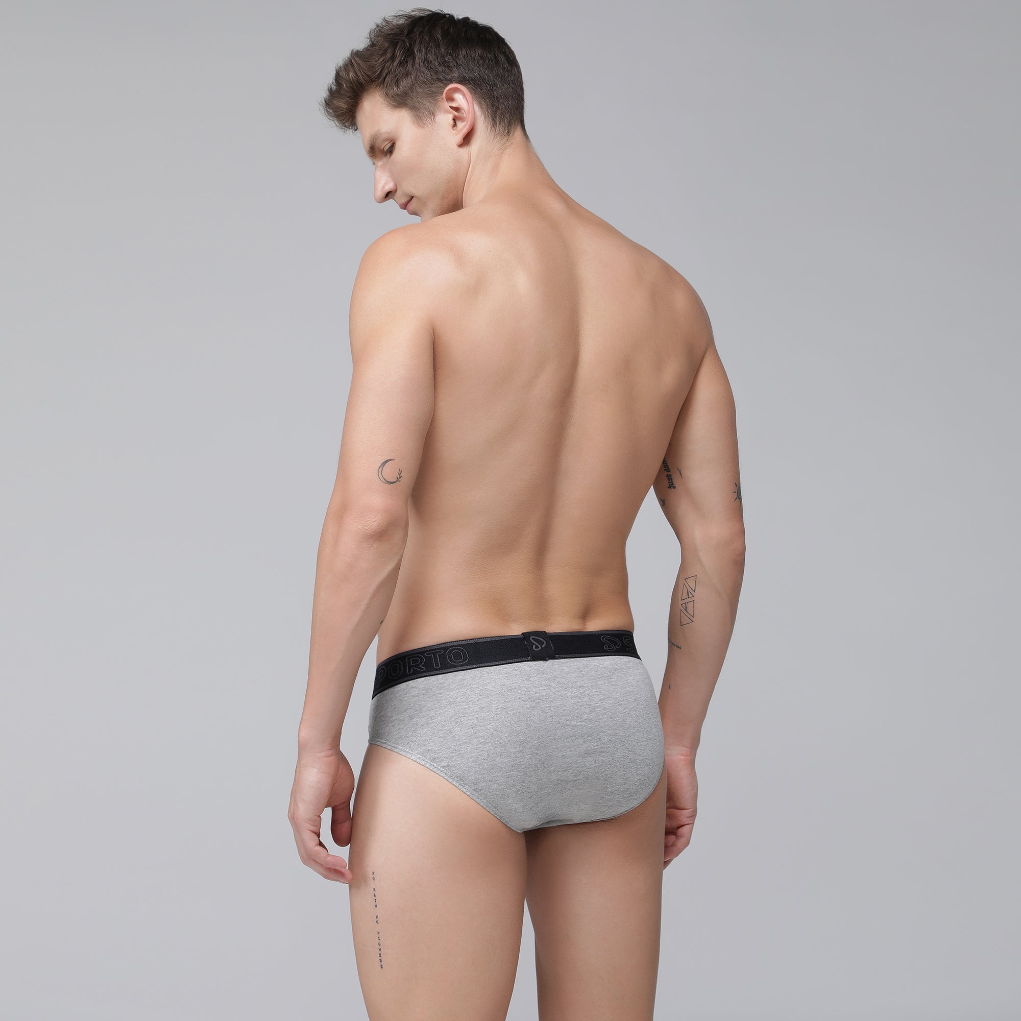 Sporto Men's Cotton Brief - Grey Melange