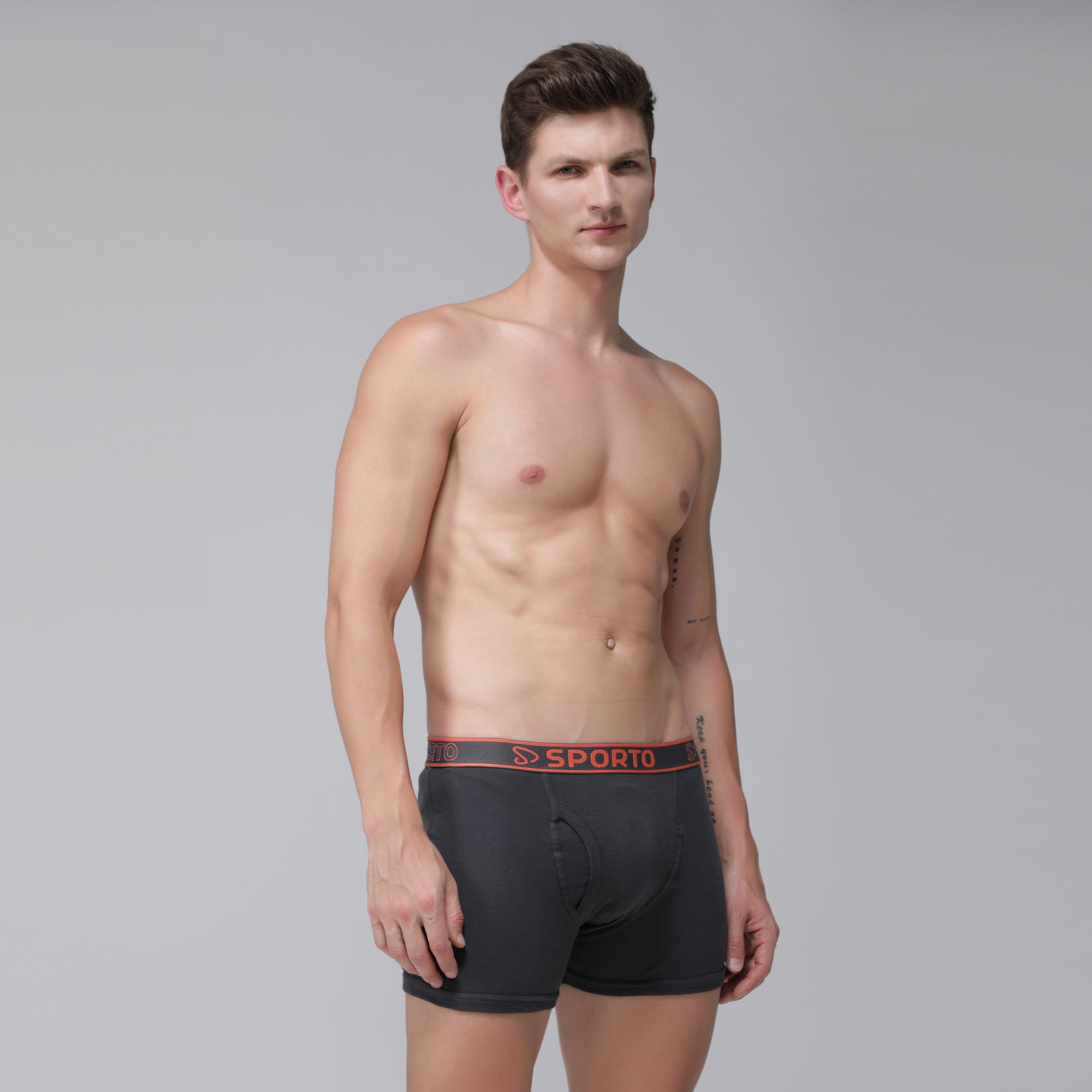 Sporto Men's Cotton Ribbed Long Trunk - Charcoal