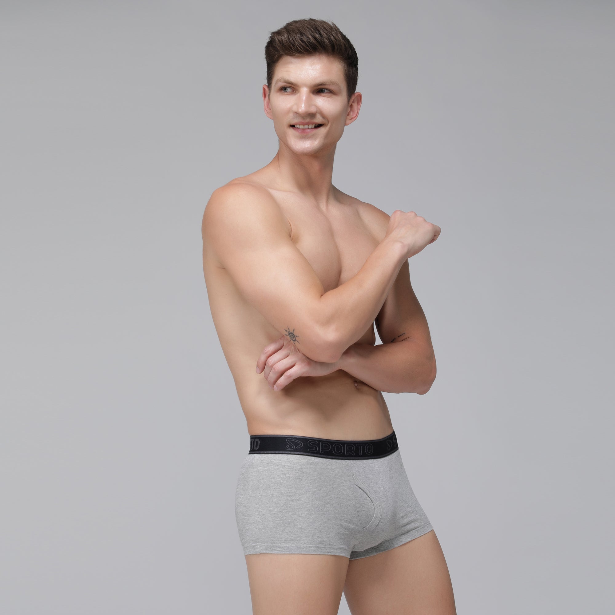 Sporto Men's Square Trunks - Grey Melange