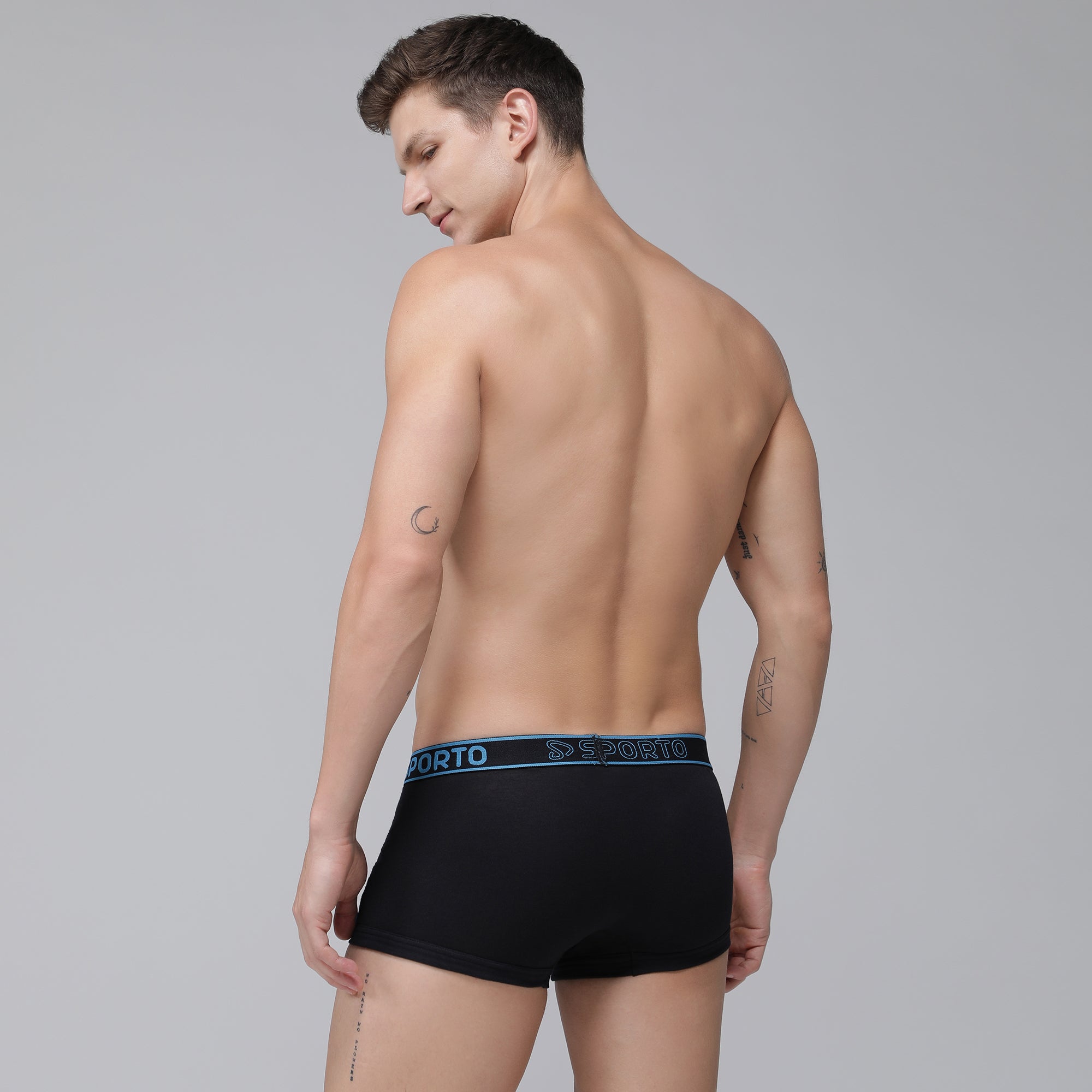 Sporto Men's Cotton Square Trunks - Black