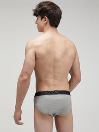 Sporto Men's Solid Cotton Brief (Pack Of 3) - Grey Melange + Anthra Melange + Black