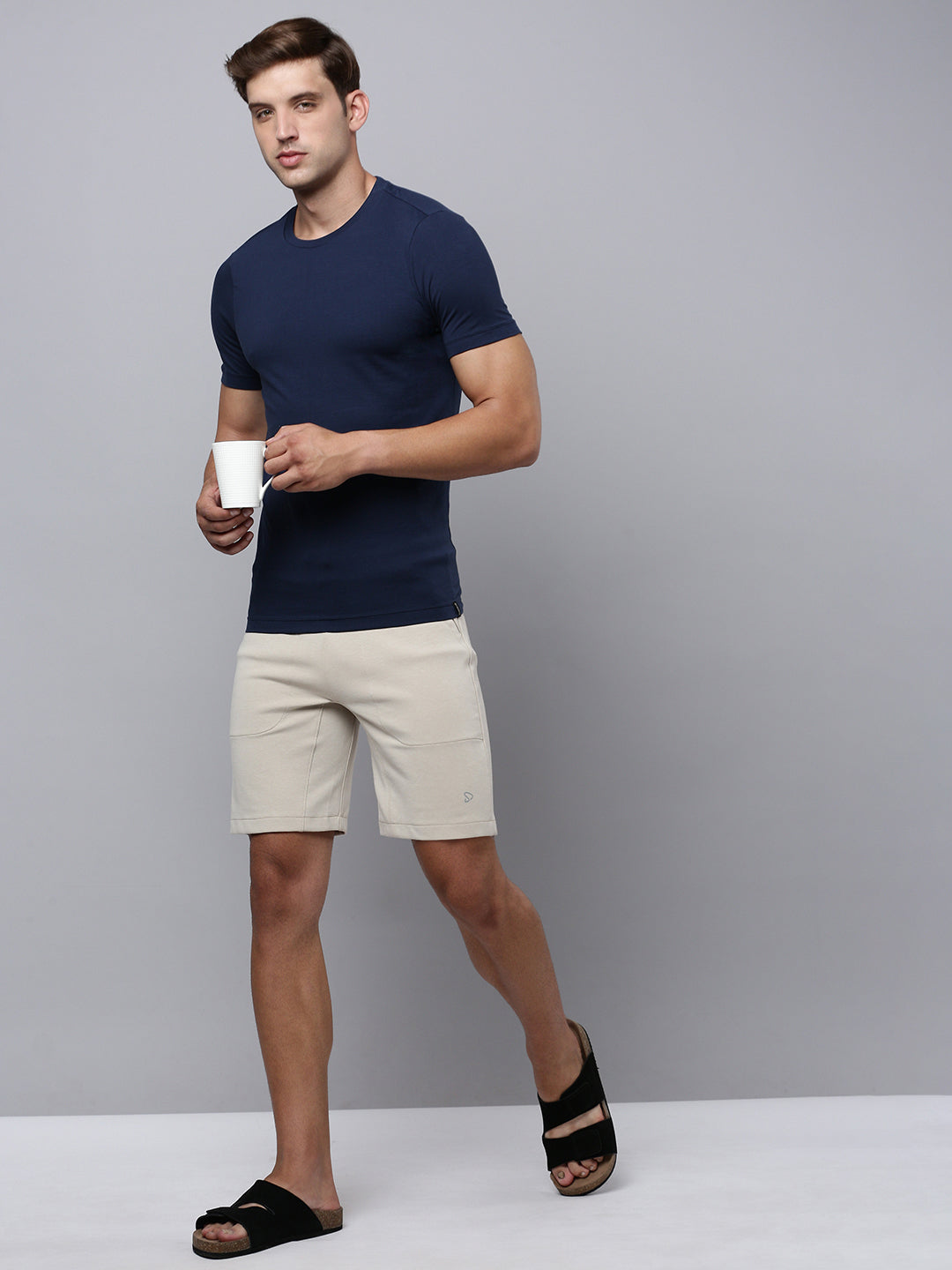 Sporto Men's Fluid Cotton Round Neck T-shirt - Navy