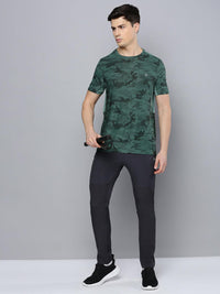 Sporto Men's Insta cool Printed Jersey Tee with Side Mesh - Dark Pista